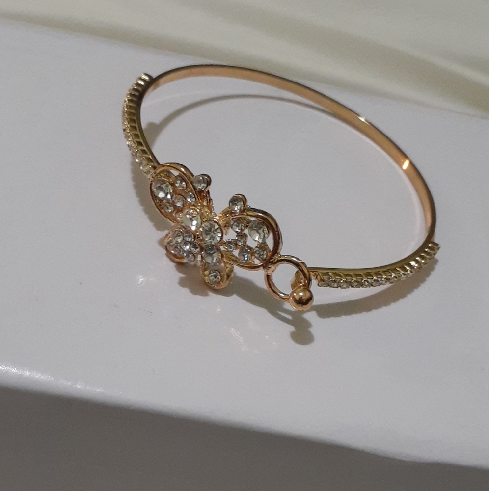 Gold and Crystal Diamond Butterfly Bracelet